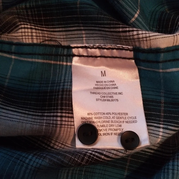 Rustic Blue plaid  Men’s Long Sleeve Buttons shirt - Picture 5 of 5